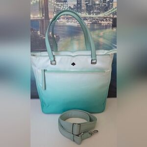 Kate Spade Mint Green Ombre Tote Bag With Crossbody Strap
